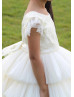 Lace Tulle Tiered Flower Girl Dress